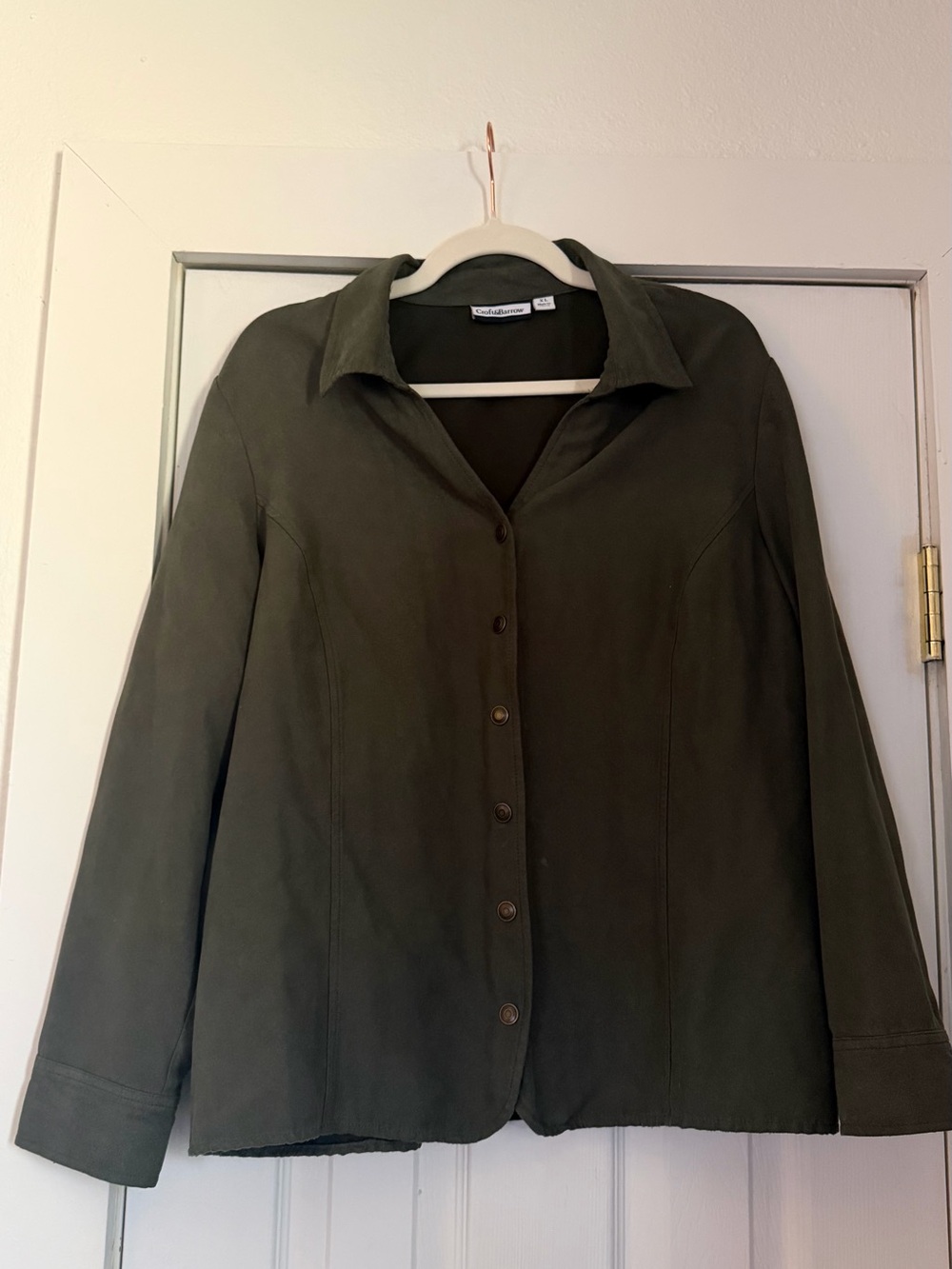 Saks Fifth Avenue Olive Green Button-Down Shirt Jacket
